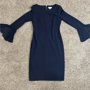 Calvin Klein Bell-Sleeve Sheath Dress size 4 in Navy blue